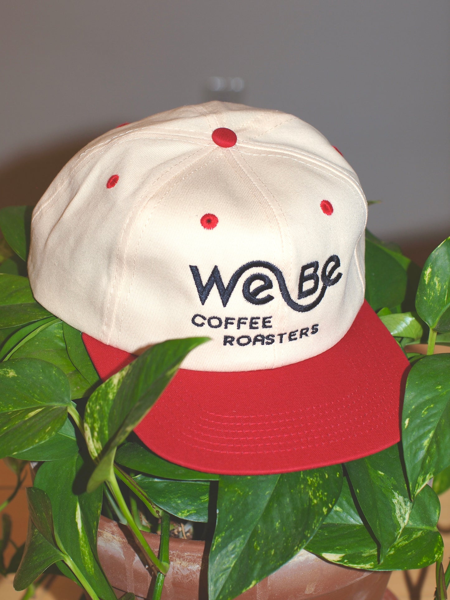 WeBe Red and Tan Canvas Snap-Back