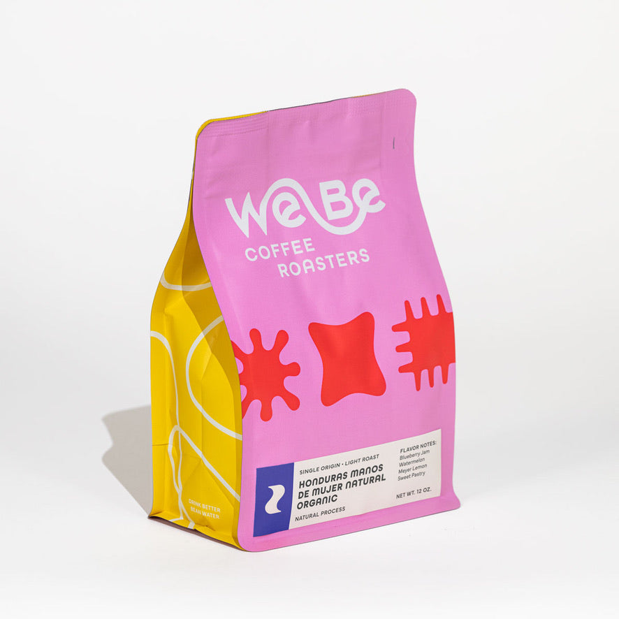 Pink WeBe Coffee Roasters bag of Honduras Manos de Mujer Natural, light roast.