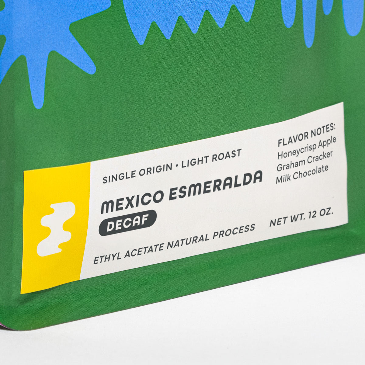 
                  
                    Mexico Esmeralda Decaf label: light roast, ethyl acetate natural process
                  
                